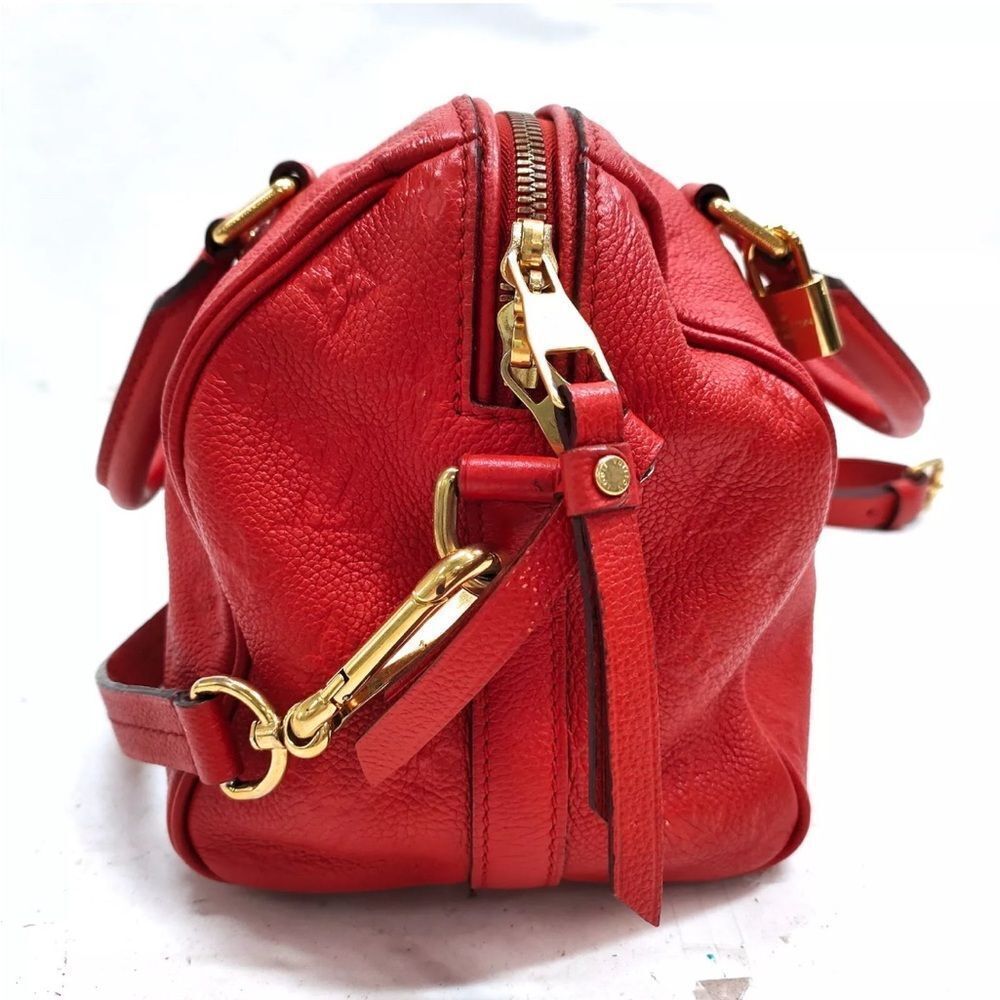Louis Vuitton Red Enpreinte LV Embossed Leather M40758 Speedy Bandouliere 25 - Picture 3 of 16